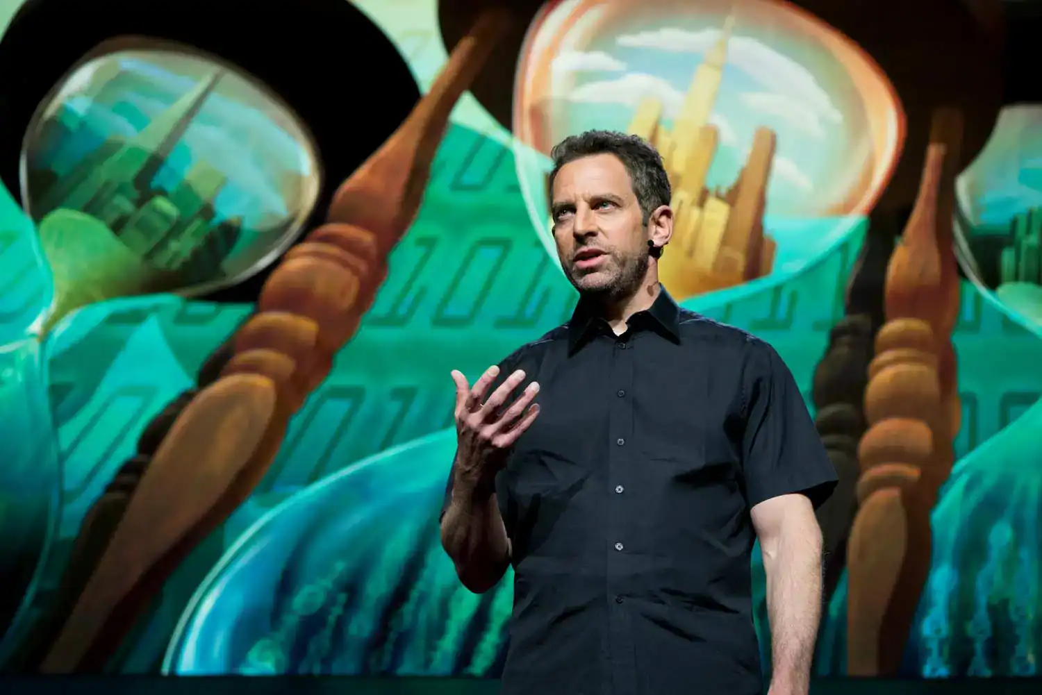 Sam Harris lors d'une conférence sur l'athéisme et le jihadisme.