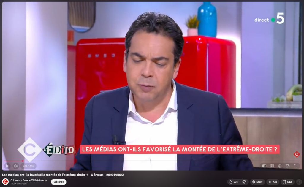 Plateau télévisé débat sur montée de l’extrême-droiteL