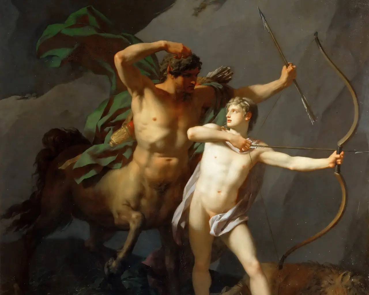 « L’Éducation d’Achille par le centaure Chiron » de Jean-Baptiste Regnault. 1782.