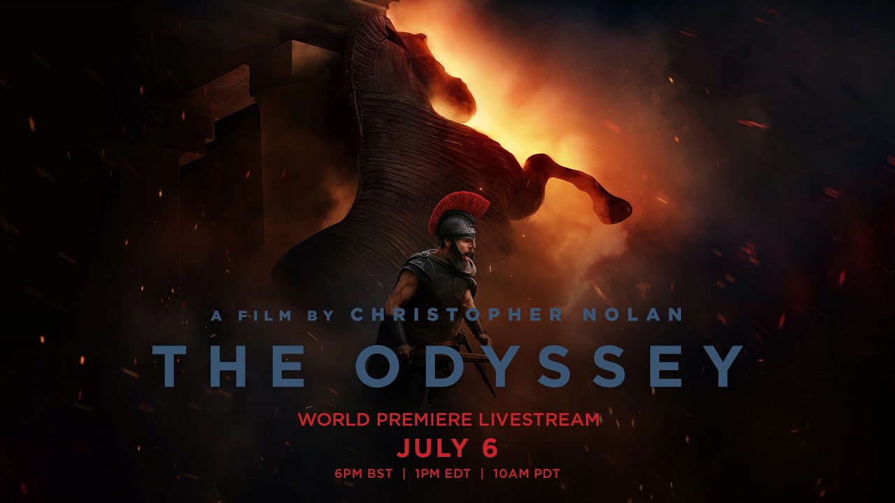 Affiche épique de The Odyssey en flammes
