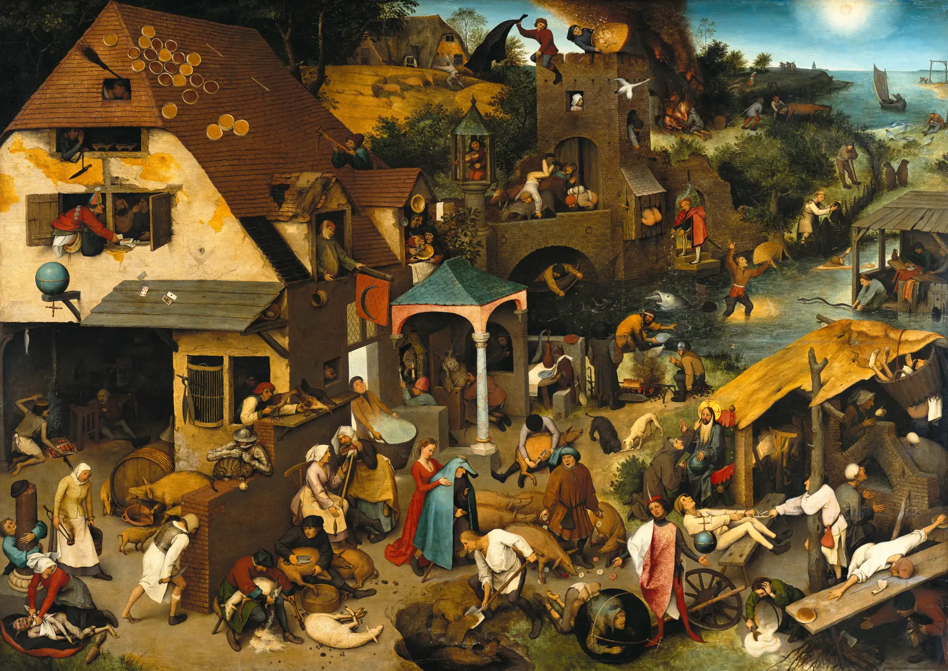 Les Proverbes flamands, Le Monde à l'envers, tableau de Pieter Bruegel l'Ancien peint en 1559